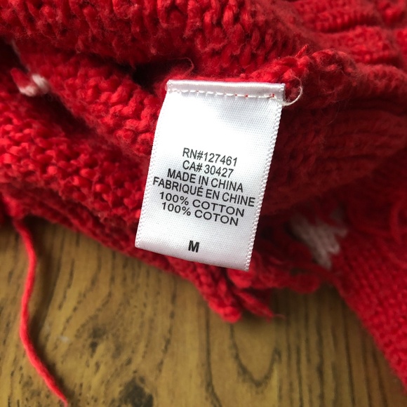 WILDFOX Couture Stars Palmetto Sweater Scarlet Red Oversize Distressed Women's M - Picture 3 of 4